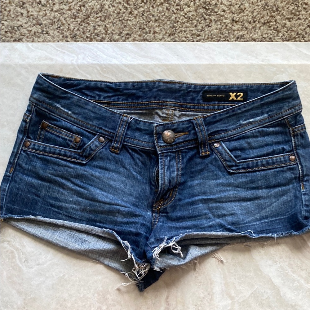 Blue Denim Distressed Shorts